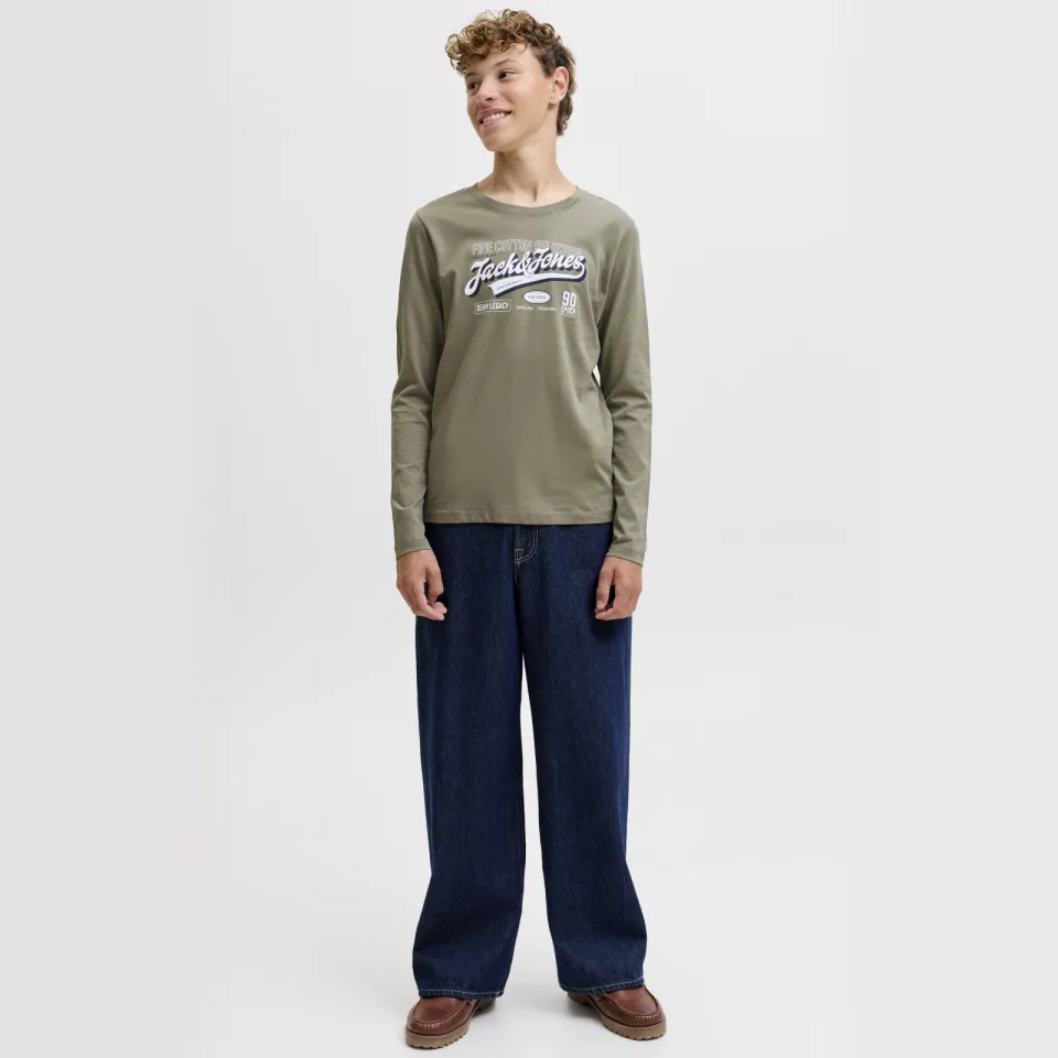 Jack & Jones Junior longsleeve met logo grijsgroen