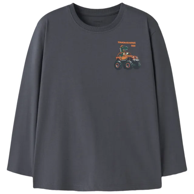 NAME IT MINI longsleeve met backprint grijs Warm donkerblauw