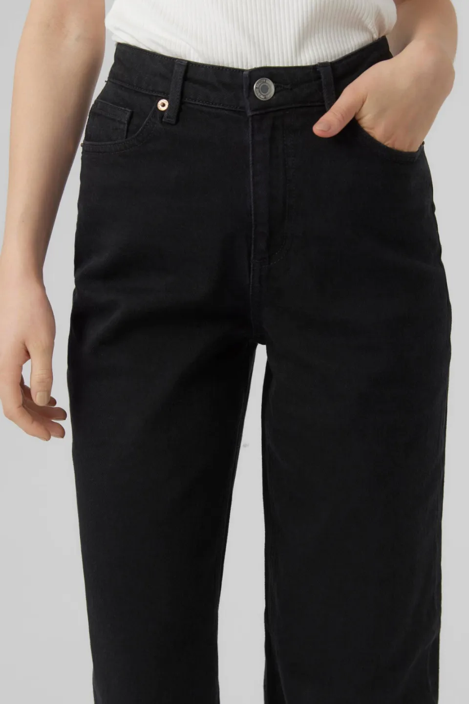 Vero Moda high waist wide leg jeans VMTESSA black denim, foto 6