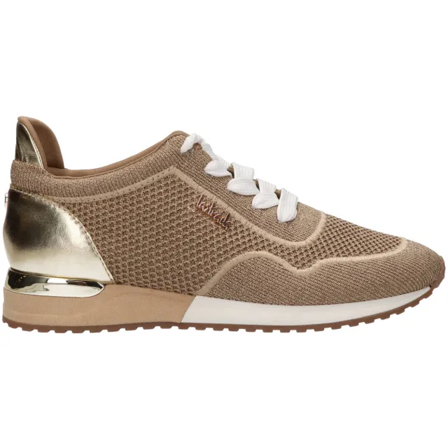 La Strada sneakers met glitters lichtbruin/goud