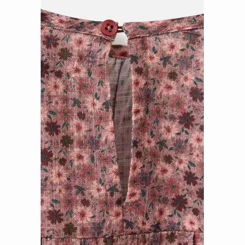 Mango Kids gebloemde midi jurk met smockwerk roze, foto 6