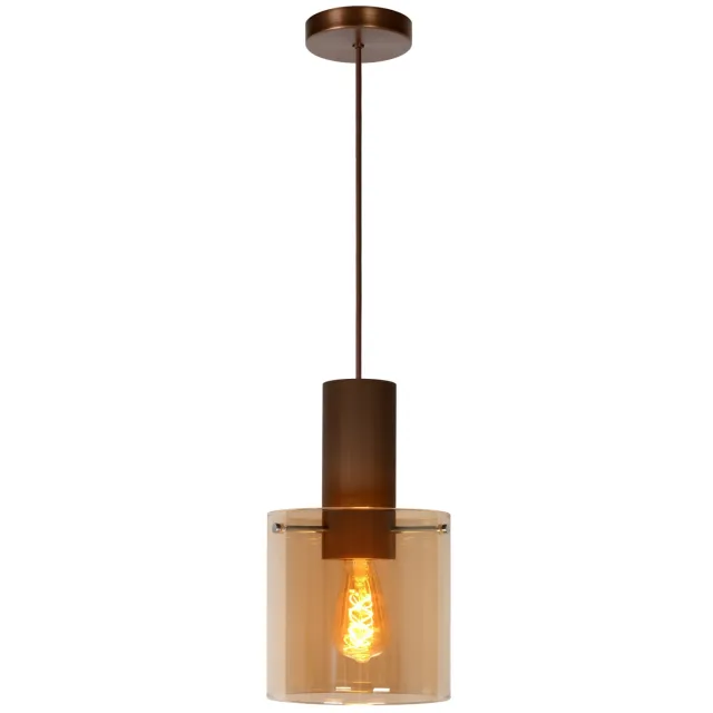 Lucide TOLEDO - Hanglamp - Ø 20 cm - 1xE27 - Amber Transparant