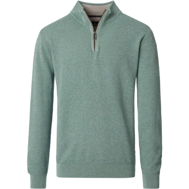 Casa Moda Trui Casamoda Halfzip Trui Structure Melange Lichtgroen