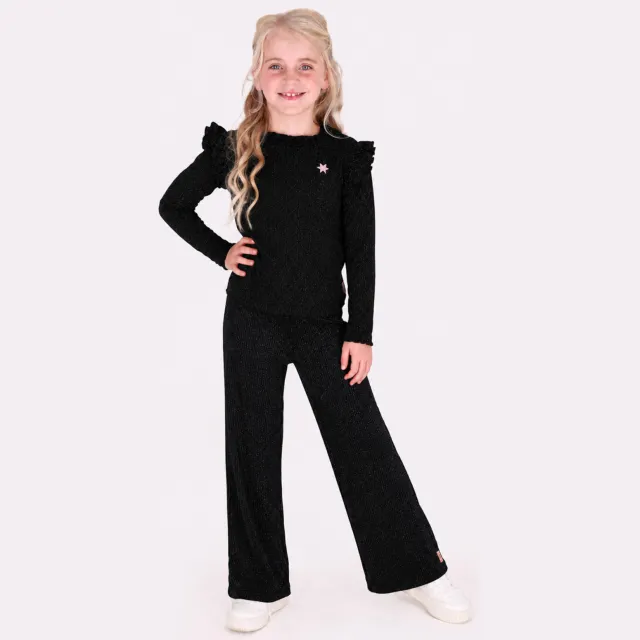 B.Nosy wide leg pantalon met glitters zwart