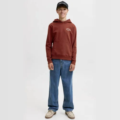 Jack & Jones JUNIOR rechtvallende hoodie met backprint - rood, foto 4