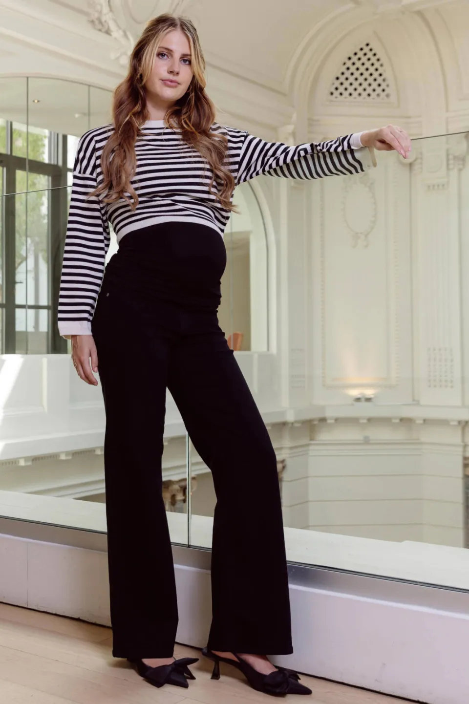 LOVE2WAIT Julia zwangerschaps wide leg jeans - zwart Black denim