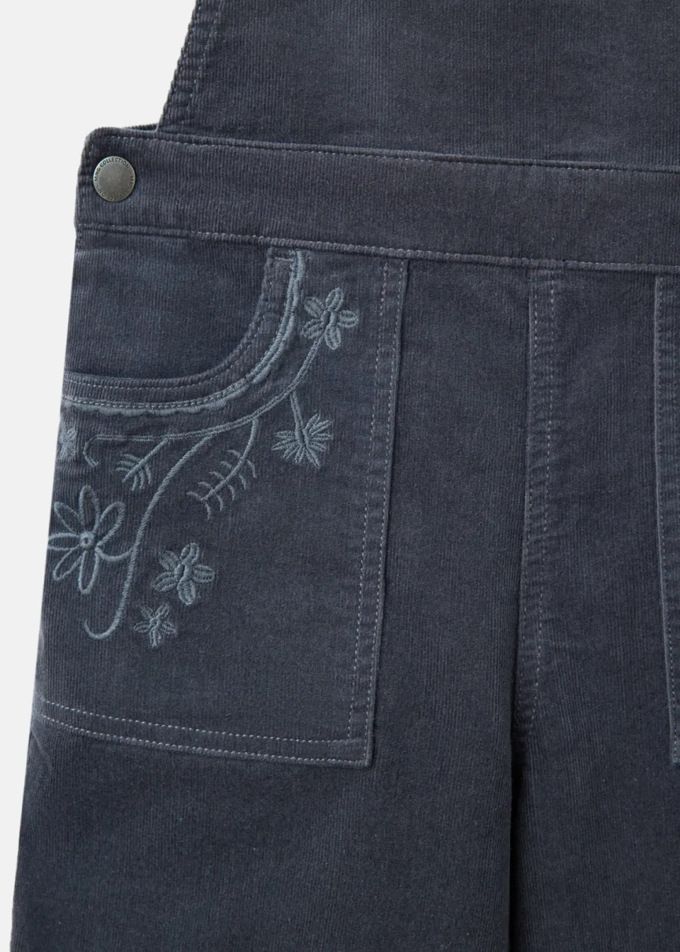 Mango corduroy gebloemde tuinbroek donkerblauw grijs, foto 2