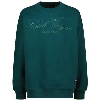 Vingino sweater met borduursels - donkergroen Tekst