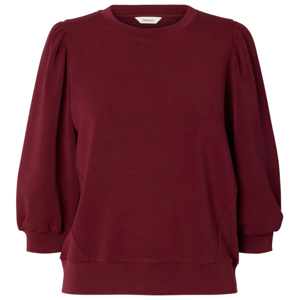 SELECTED WOMEN oversized sweater met plooien - donkerrood, foto 2