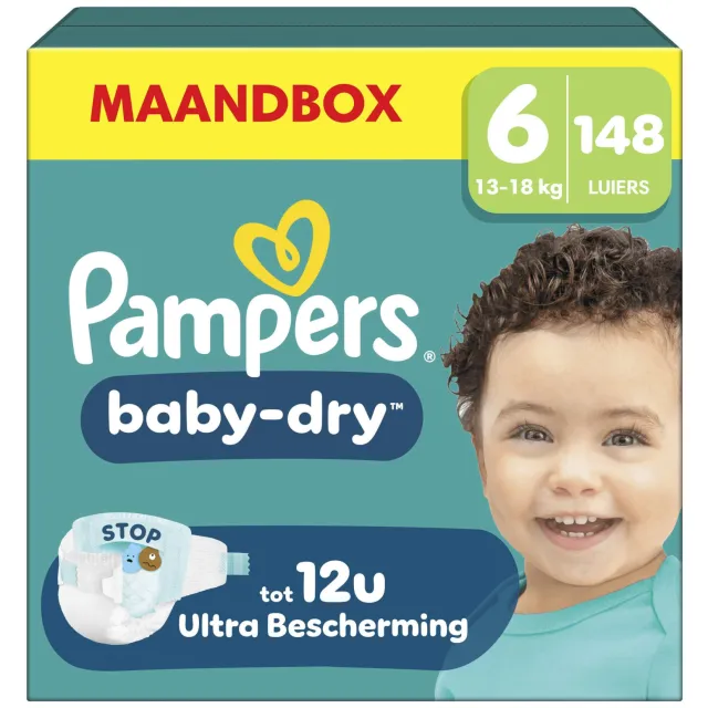 Pampers Baby-Dry Maat 6 maandbox - 148 luiers - 13kg-18kg