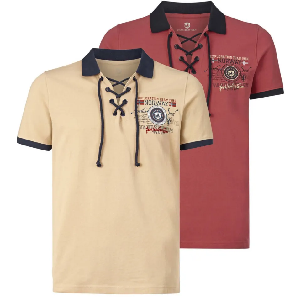 Jan Vanderstorm polo ELJAR - (set van 2) rood/ beige, foto 3