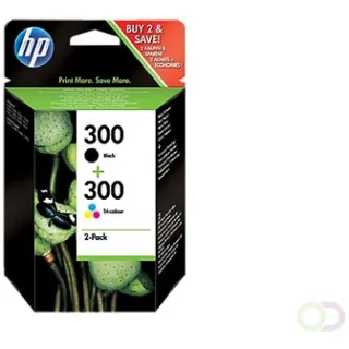 Hp 300 zwart en drie kleuren, 2-pack Zwart;Cyaan;Magenta;Geel