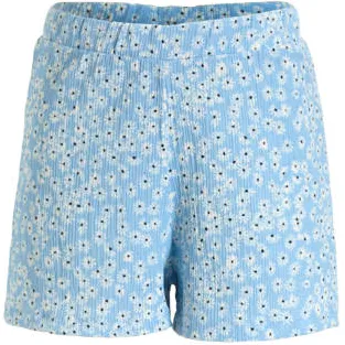Anytime crinkle korte broek met bloemenprint lichtblauw