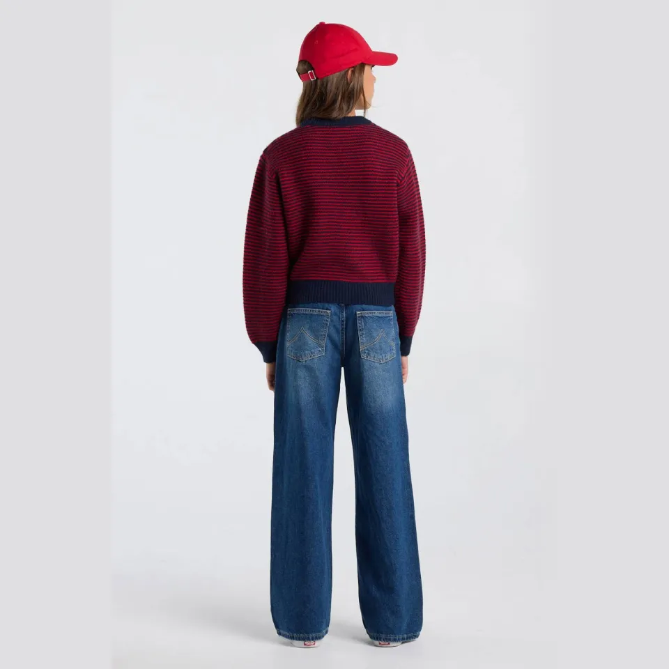 America Today gebreide gestreepte trui - rood/donkerblauw, foto 6