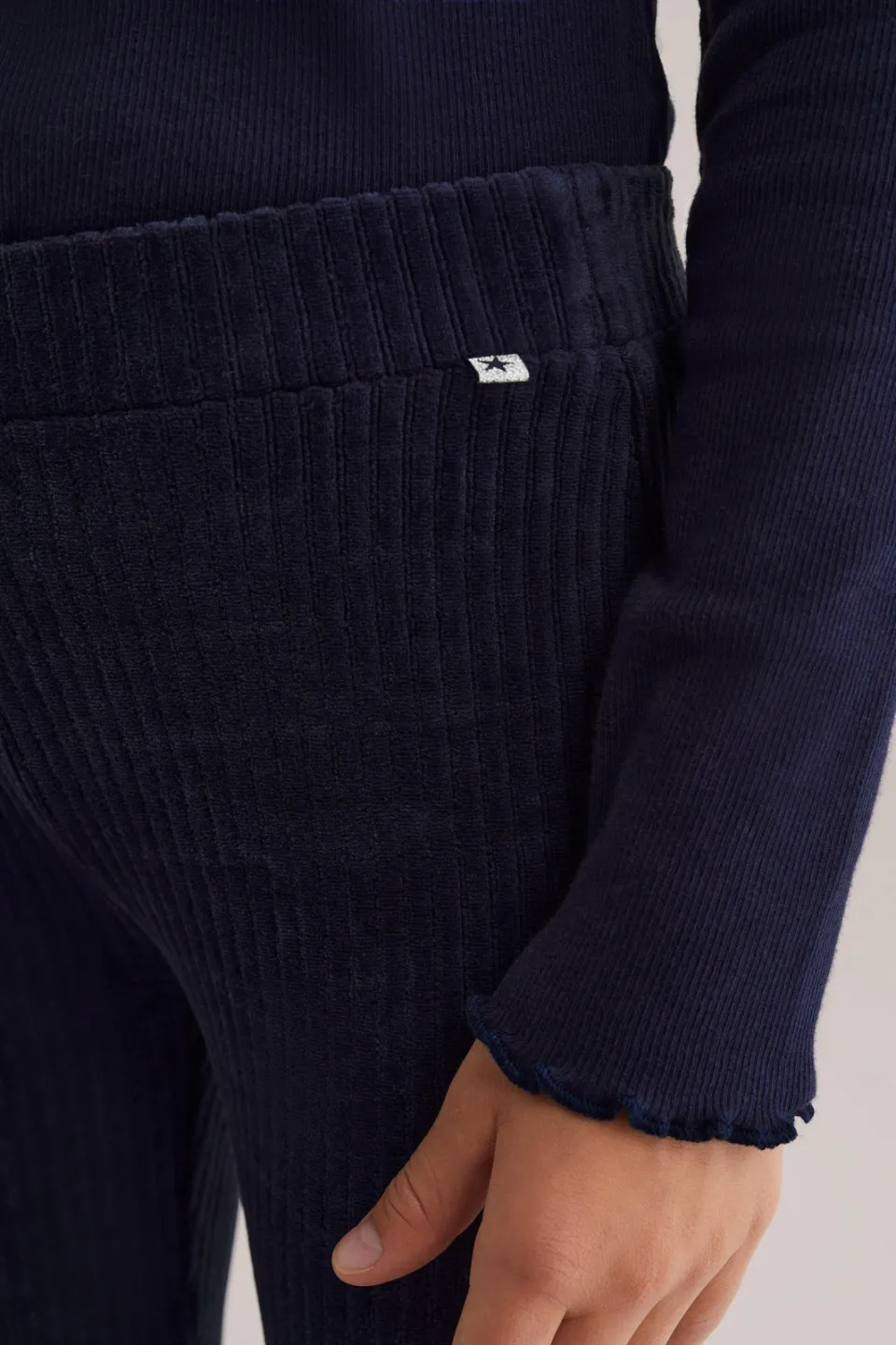WE Fashion fluwelen flared broek marineblauw, foto 5