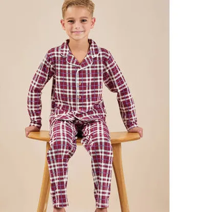 Little Label geruite pyjama donkerrood, foto 3