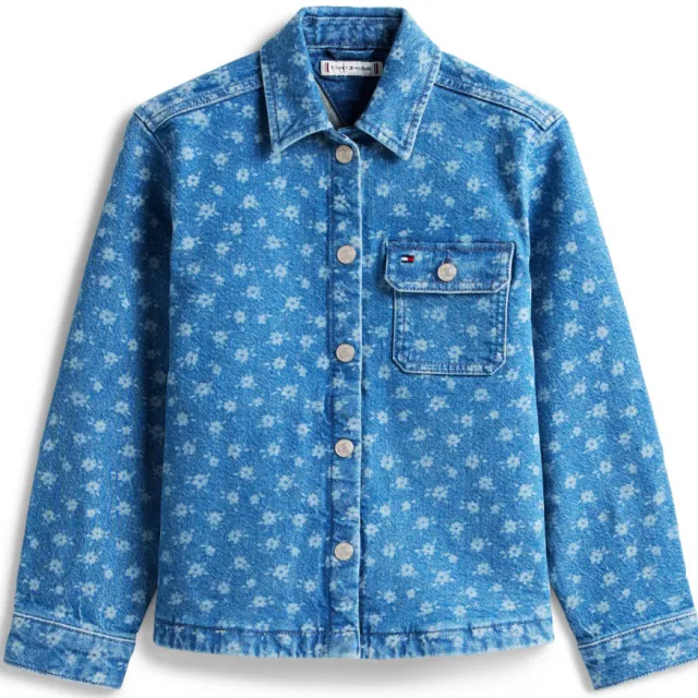 Tommy Hilfiger gebloemd denim overhemd blauw