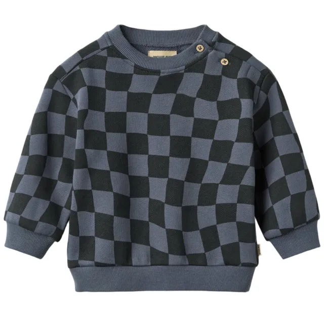 Wheat geruite sweater - antraciet/zwart