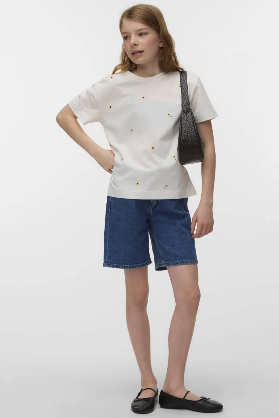 Vero Moda Girl gebloemd T-shirt wit, foto 3