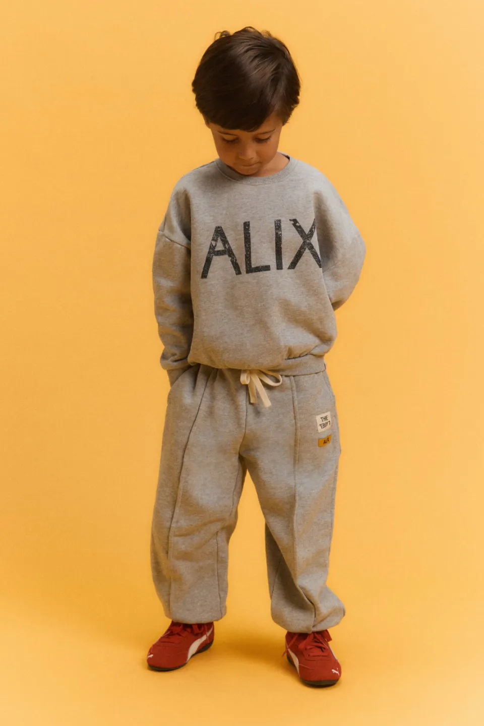 Alix The Label Alix Mini oversized sweater met backprint - lichtgrijs