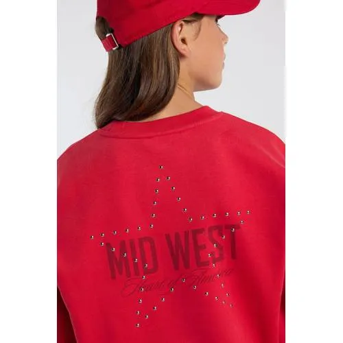 America Today sweater met studs, backprint en tekst - rood, foto 5
