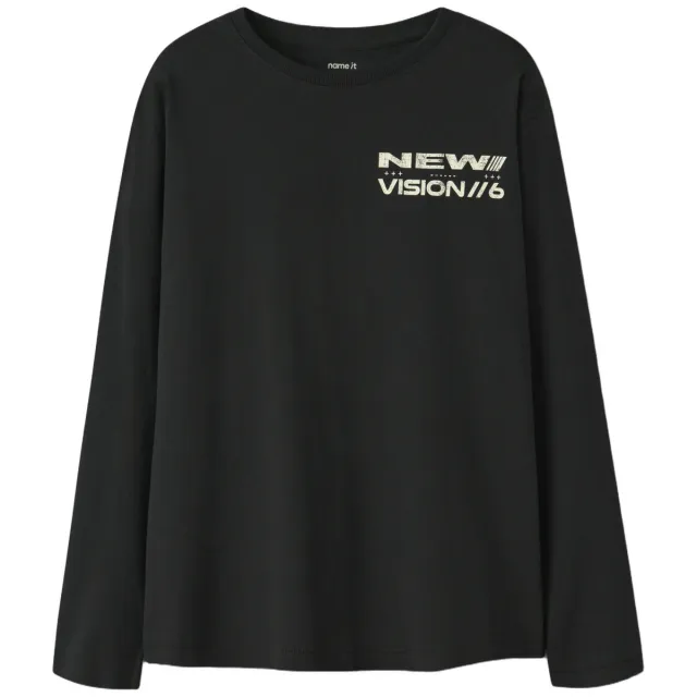 NAME IT rechtvallende longsleeve met backprint zwart