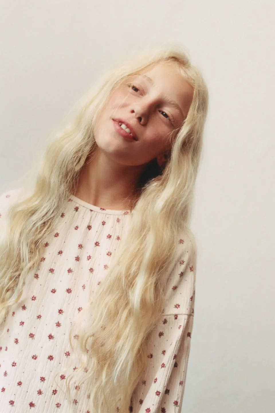 Mango Kids gebloemde blousetop ecru