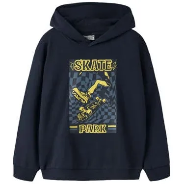 NAME IT KIDS rechtvallend hoodie met print - donkerblauw Sweater Printopdruk Donkerblauw Skate