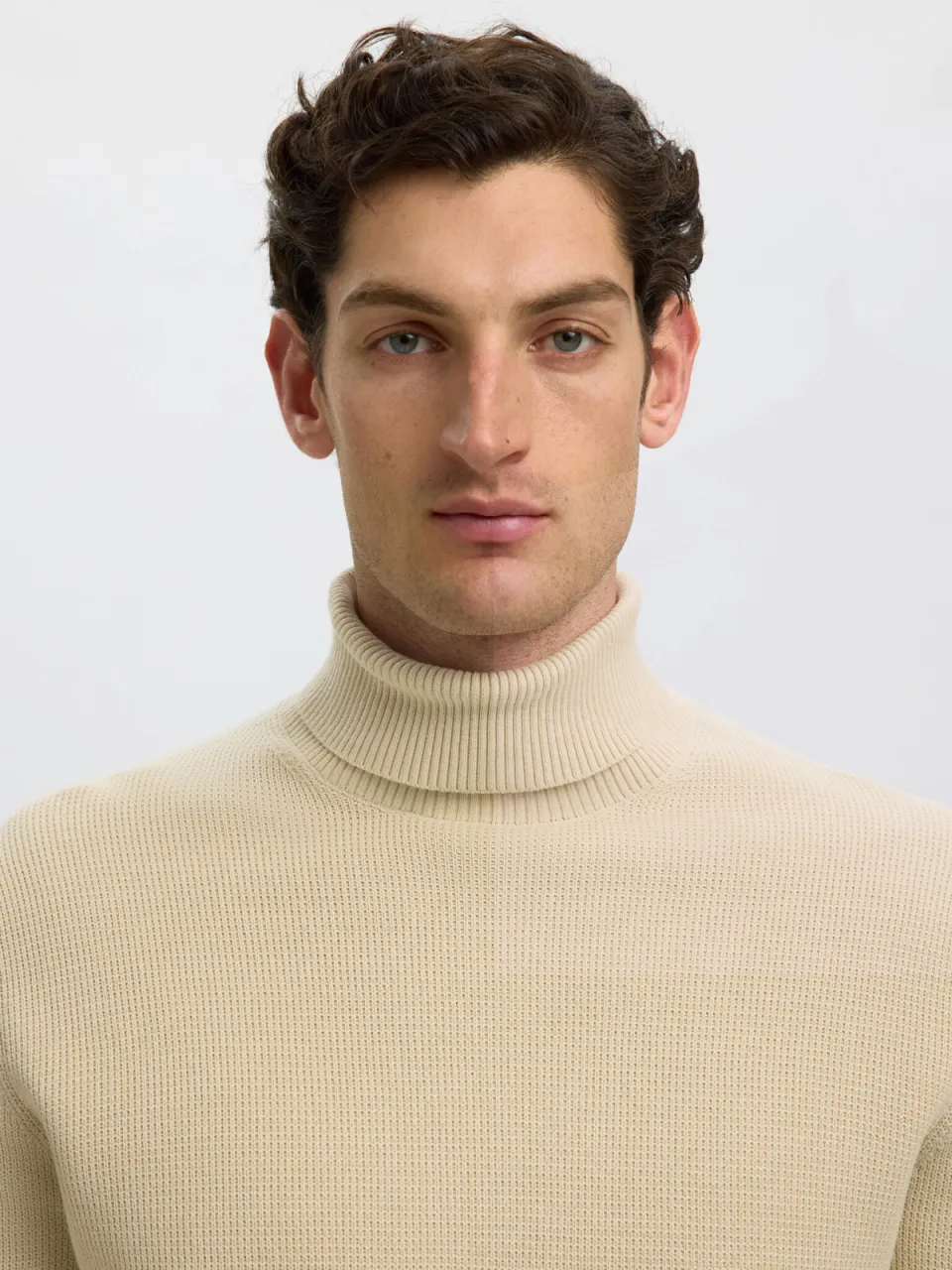 SELECTED MEN Selected katoenen regular fit gebreide coltrui - oatmeal, foto 4