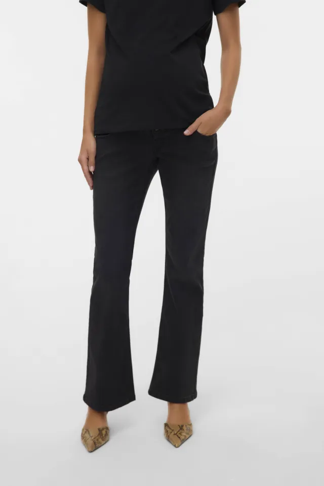 Mamalicious zwangerschaps flared jeans black denim, foto 2