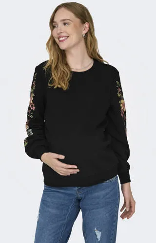 Only MATERNITY gebloemde zwangerschapssweater OLMCONNY zwart, foto 3