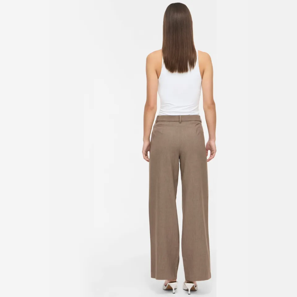 Vila Kari wide leg broek lichtbruin