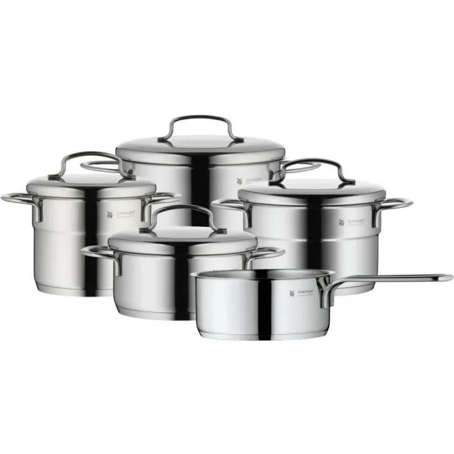 WMF Pannenset Mini - 5 Delig - Kookpan ø 16, 20, 20 en 24 cm en Steelpan ø 16 cm Zilver