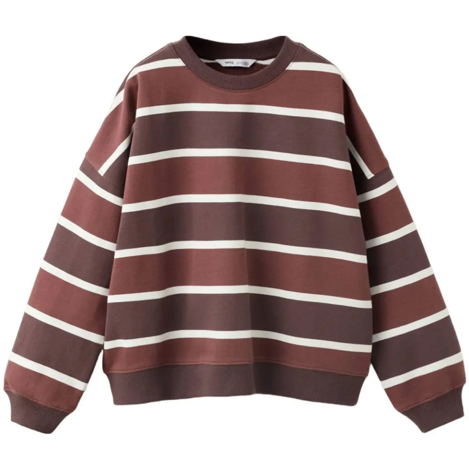 Mango Kids katoenen gestreepte sweater - bruin, foto 3