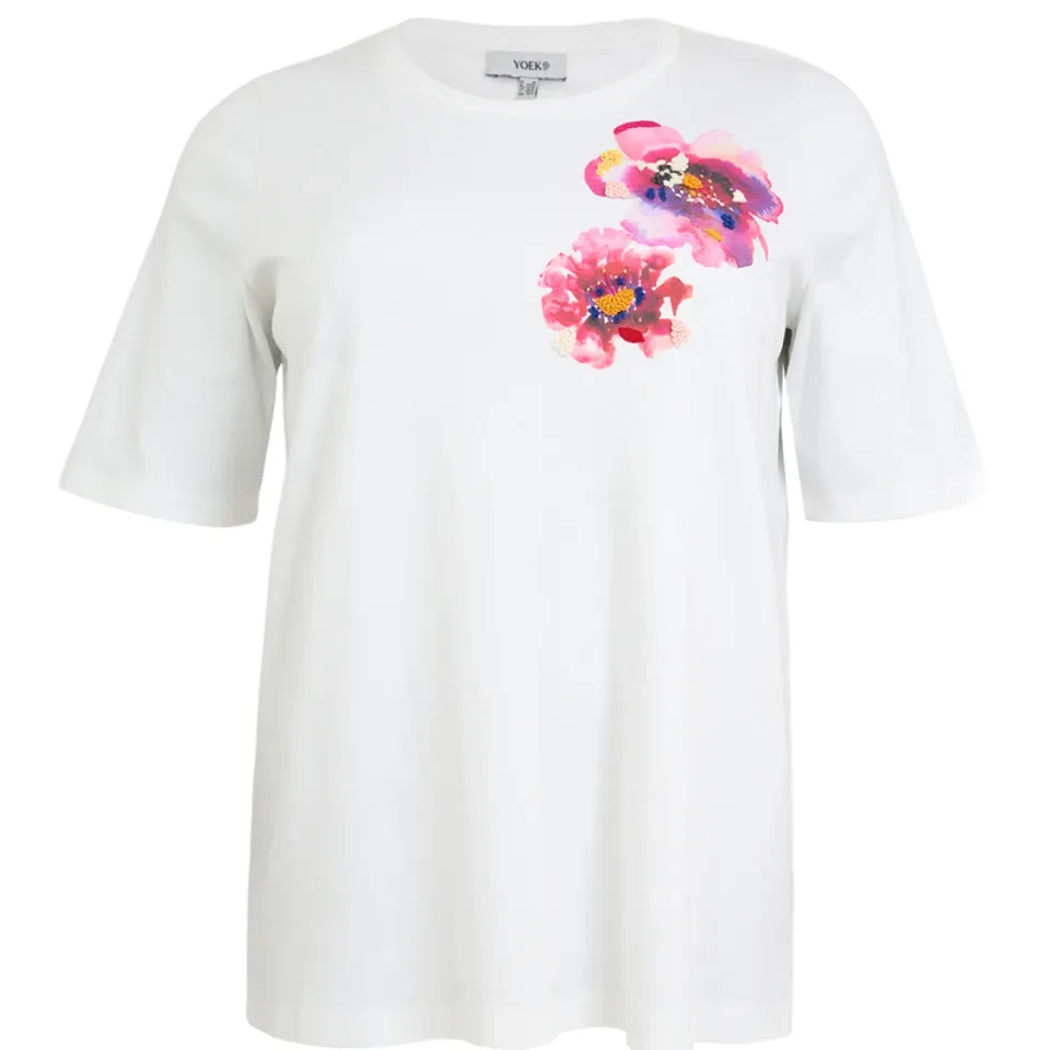 Yoek gebloemd T-shirt wit, foto 3