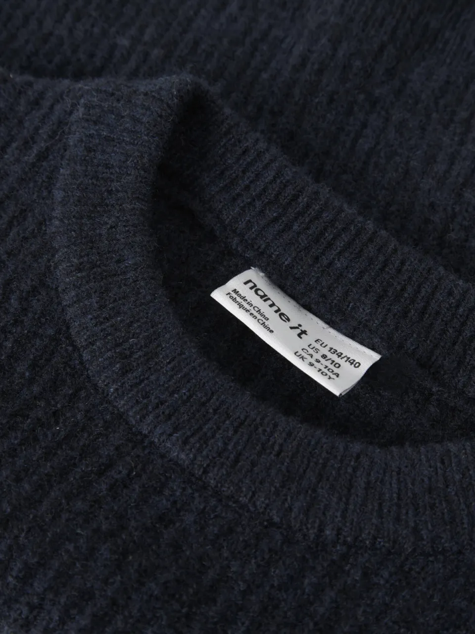 NAME IT KIDS oversized gebreide trui met wol - donkerblauw, foto 3