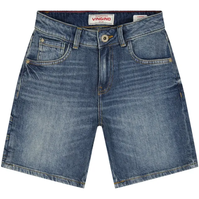 Vingino Conner carpenter jeansshort blauw Tinted Mid Blue