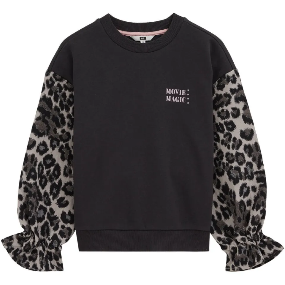 WE Fashion oversized sweater met ruches en panterprint - antraciet, foto 2