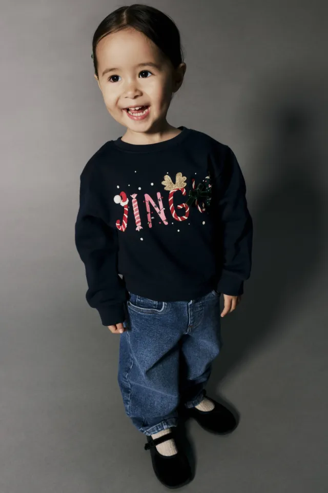 NAME IT MINI sweater met print - donkerblauw