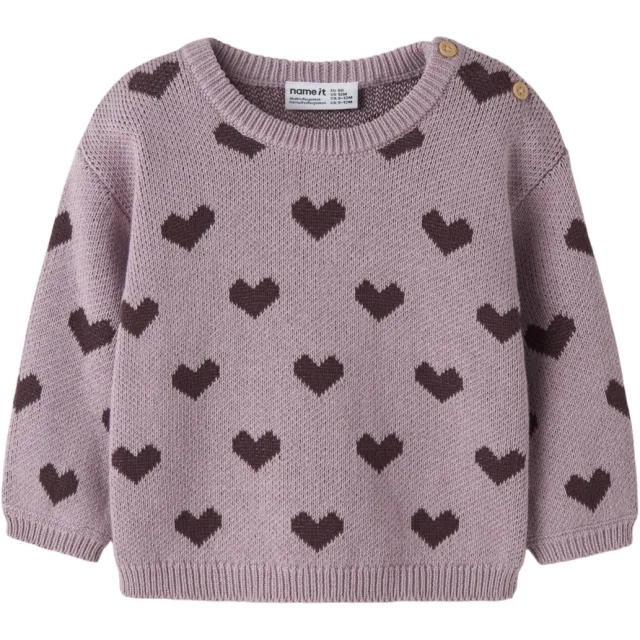 NAME IT BABY trui met hartjes oudroze gebreid