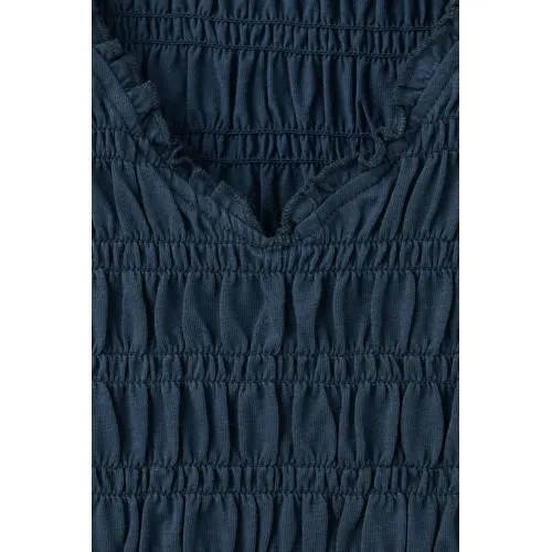 Mango Teen top met peplum en smockwerk donkerblauw, foto 6