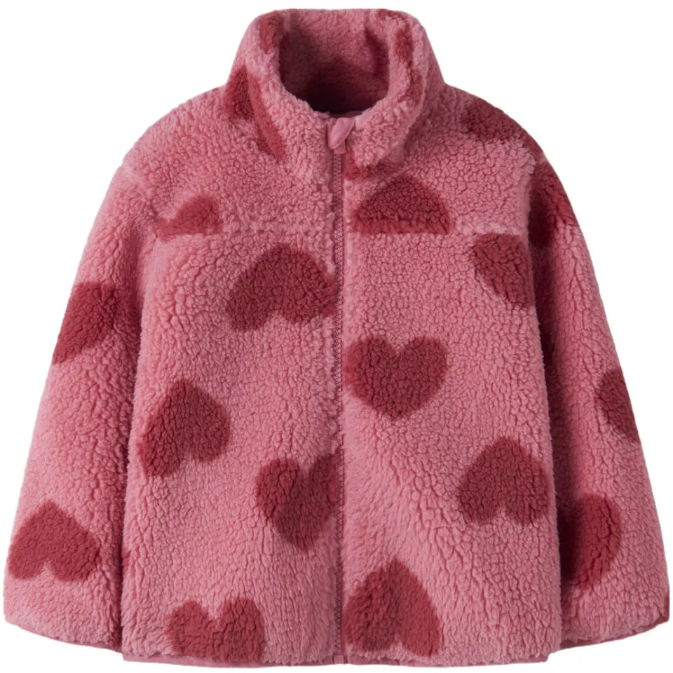 NAME IT MINI teddy jas met hartjes roze, foto 3