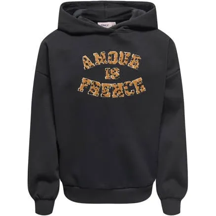 Only KIDS ONLY GIRL hoodie met print - zwart Sweater Meisjes Katoen Capuchon