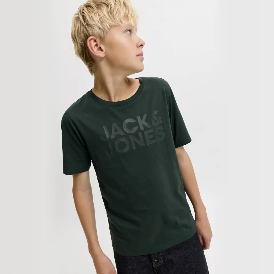 Jack & Jones junior t-shirt donkergroen diep donkergroen, foto 4