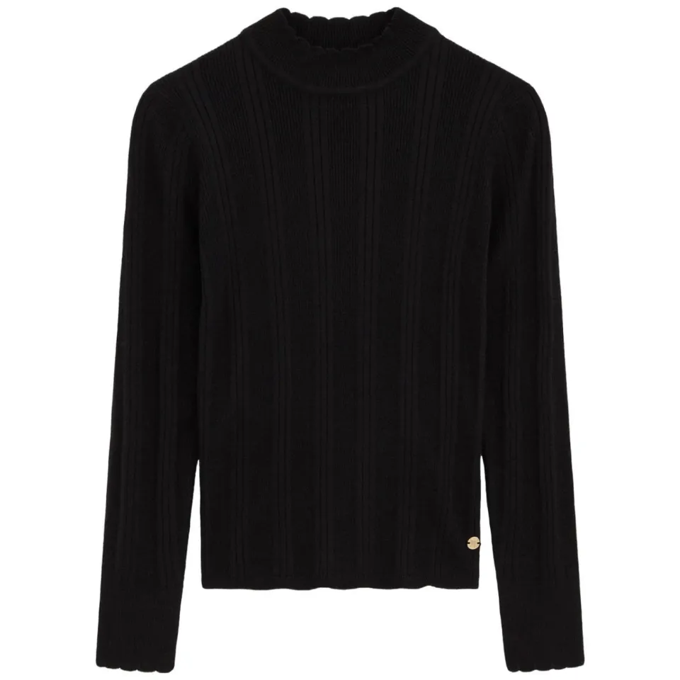 WE Fashion longsleeve met opstaande kraag zwart, foto 3