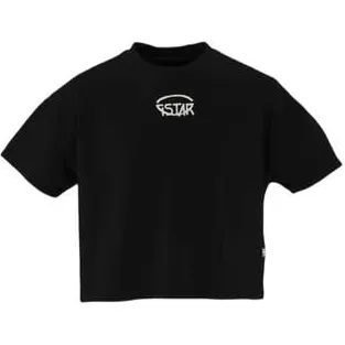 G-Star T-shirt zwart Meisjes Katoen Ronde hals Tekst
