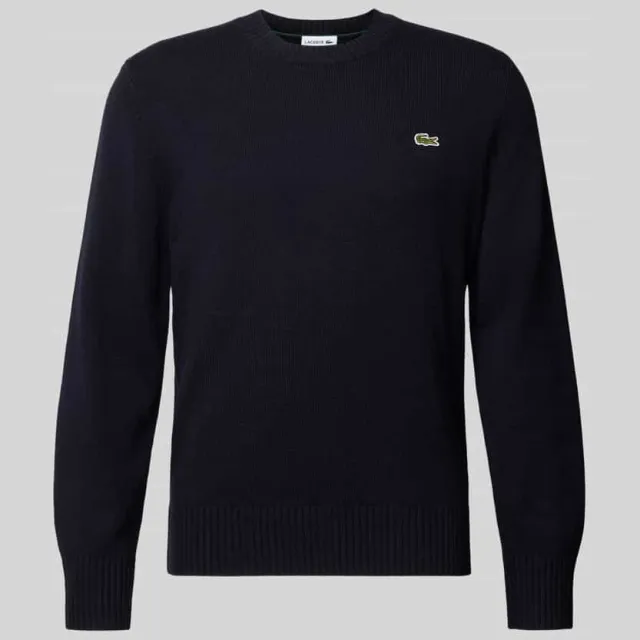 Lacoste klassiek fit pullover van zuivere wol donkerblauw, foto 2