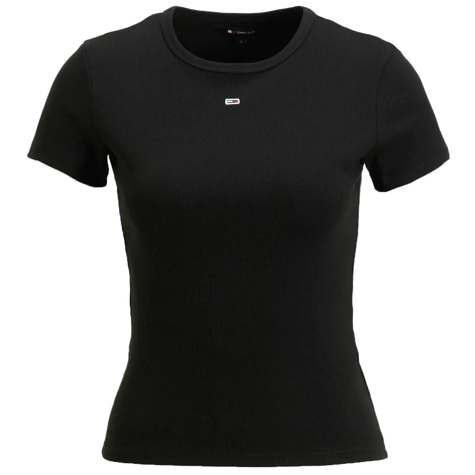 Tommy Jeans TJW Slim Essential Rib SS t-shirt zwart, foto 3