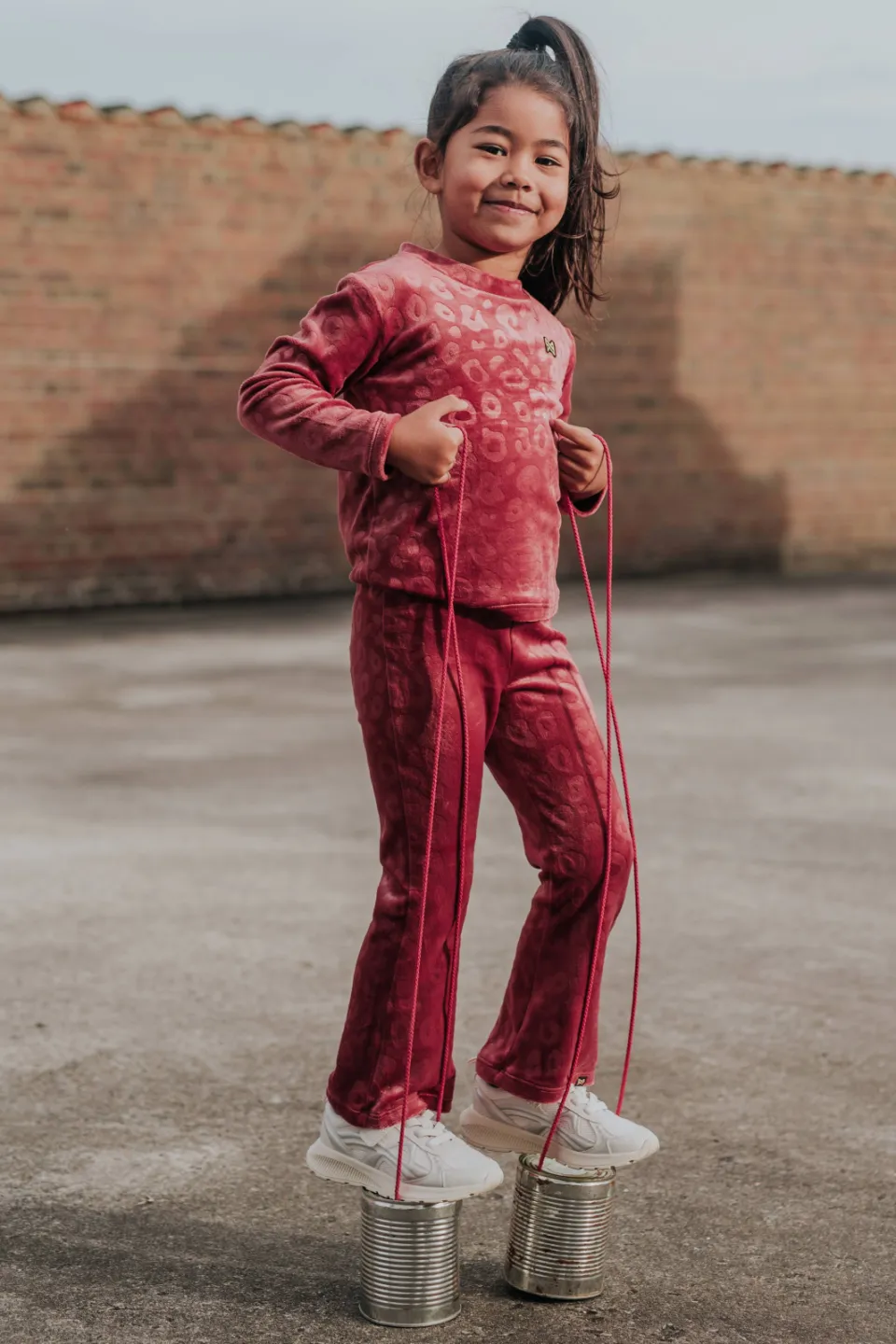 Koko Noko fluwelen rechtvallende longsleeve rood