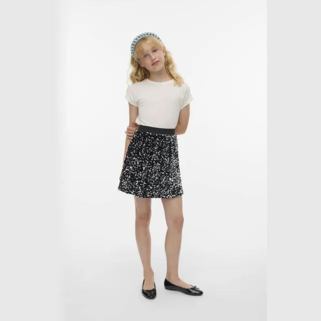 Vero Moda Girl VMBELLA a-lijn rok met pailletten zwart Zwart/zilver